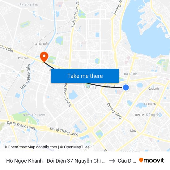 Hồ Ngọc Khánh - Đối Diện 37 Nguyễn Chí Thanh to Cầu Diễn map