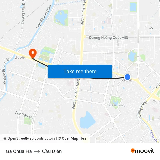 Ga Chùa Hà to Cầu Diễn map