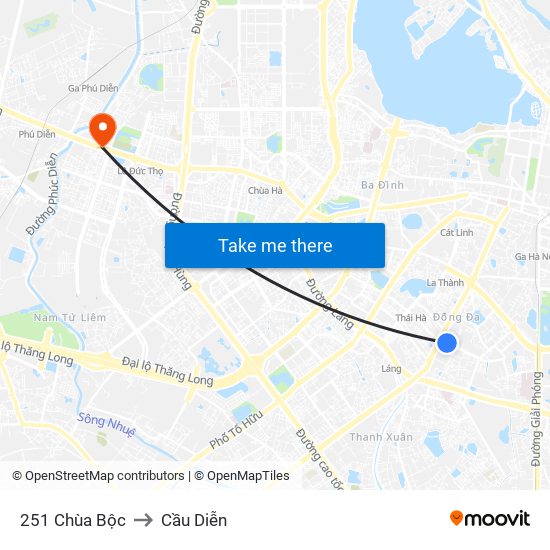 251 Chùa Bộc to Cầu Diễn map