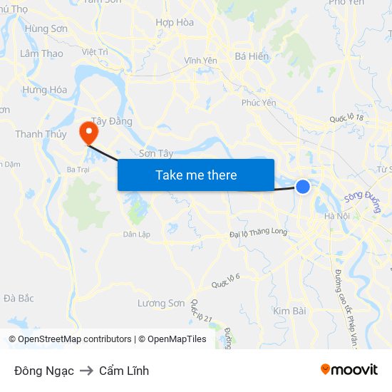 Đông Ngạc to Cẩm Lĩnh map