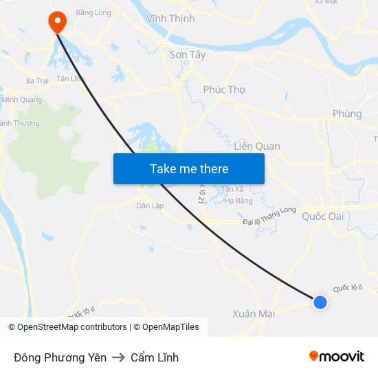 Đông Phương Yên to Cẩm Lĩnh map