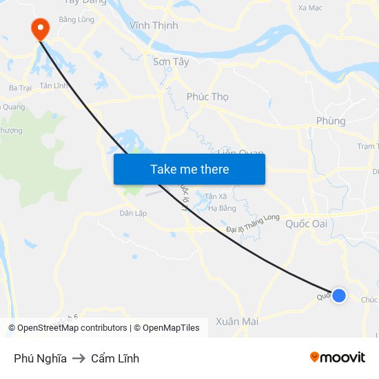 Phú Nghĩa to Cẩm Lĩnh map