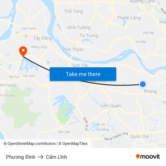 Phương Đình to Cẩm Lĩnh map