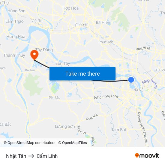 Nhật Tân to Cẩm Lĩnh map