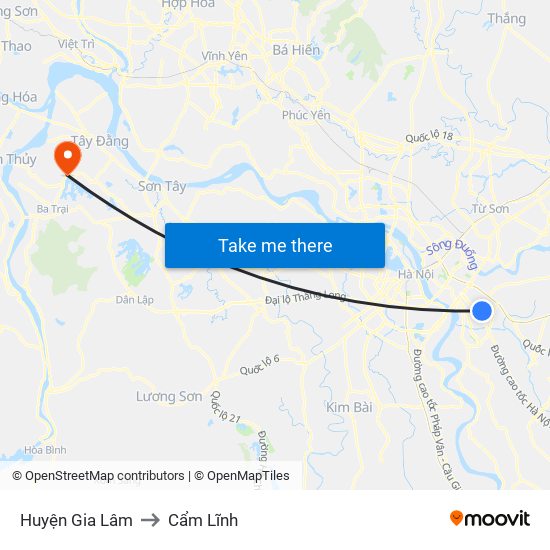Huyện Gia Lâm to Cẩm Lĩnh map