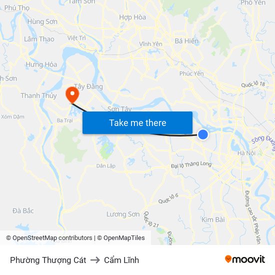 Phường Thượng Cát to Cẩm Lĩnh map