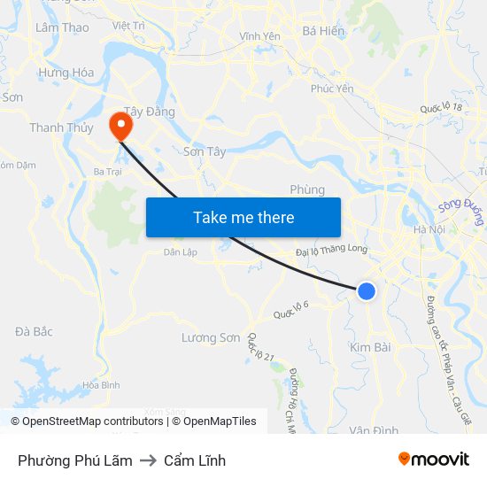 Phường Phú Lãm to Cẩm Lĩnh map