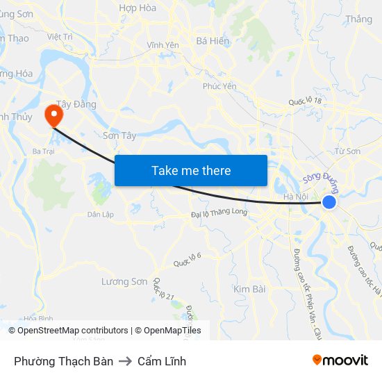 Phường Thạch Bàn to Cẩm Lĩnh map