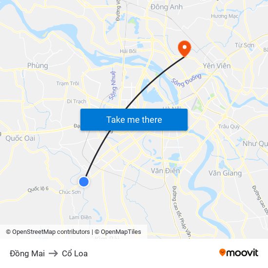 Đồng Mai to Cổ Loa map