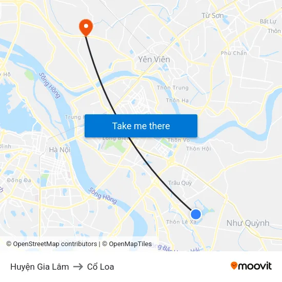 Huyện Gia Lâm to Cổ Loa map