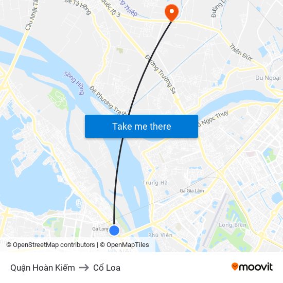 Quận Hoàn Kiếm to Cổ Loa map