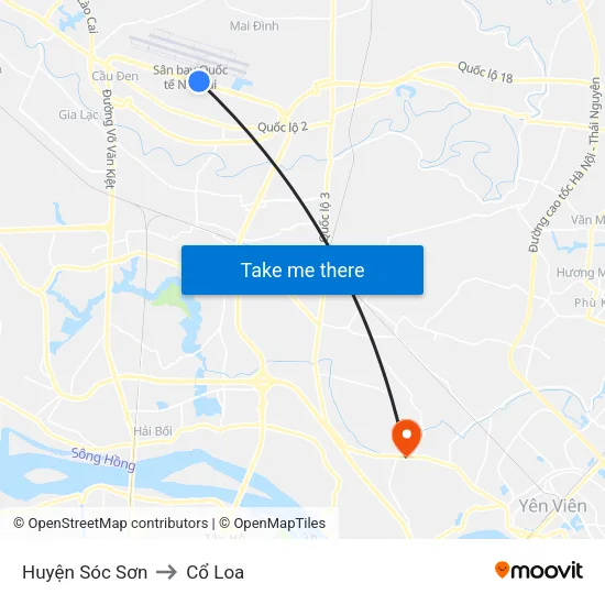 Huyện Sóc Sơn to Cổ Loa map