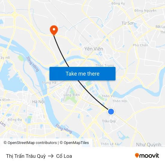 Thị Trấn Trâu Quỳ to Cổ Loa map