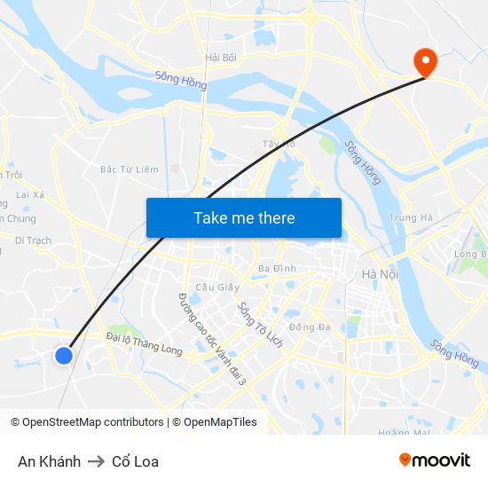 An Khánh to Cổ Loa map