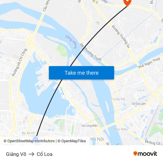 Giảng Võ to Cổ Loa map