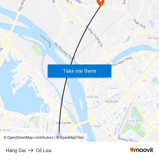 Hàng Gai to Cổ Loa map
