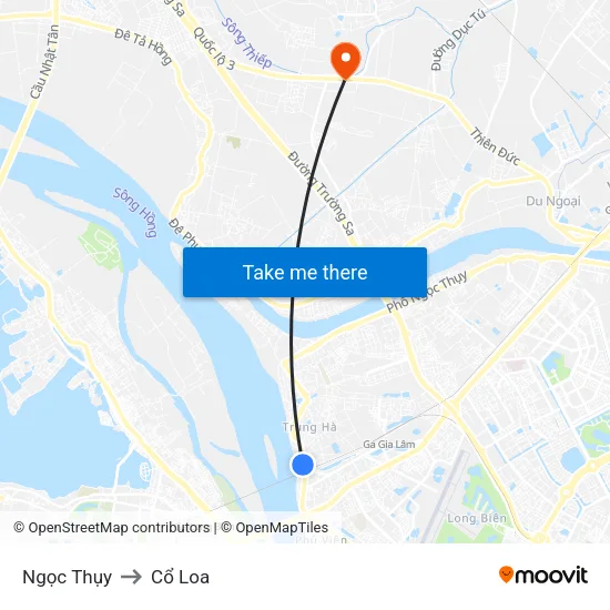 Ngọc Thụy to Cổ Loa map
