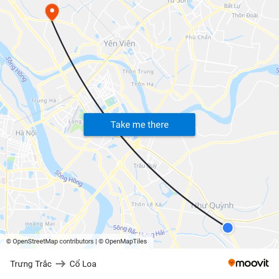 Trưng Trắc to Cổ Loa map