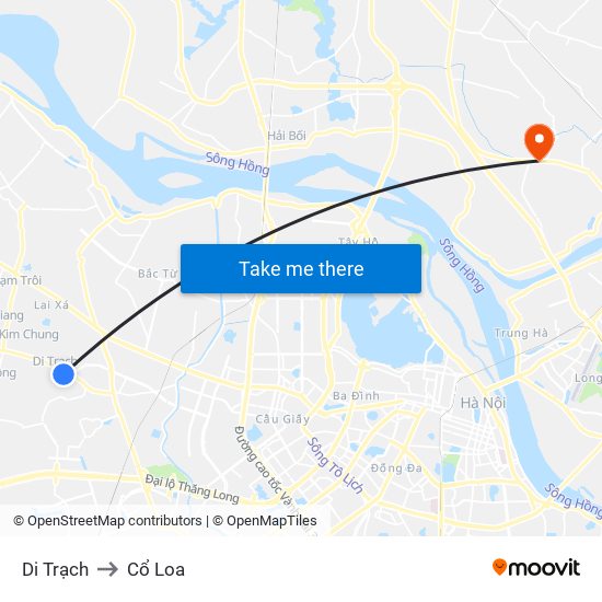 Di Trạch to Cổ Loa map