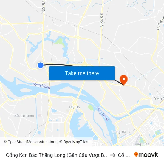 Cổng Kcn Bắc Thăng Long (Gần Cầu Vượt Bộ Hành) to Cổ Loa map
