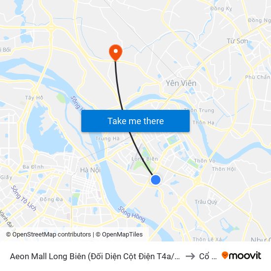 Aeon Mall Long Biên (Đối Diện Cột Điện T4a/2a-B Đường Cổ Linh) to Cổ Loa map