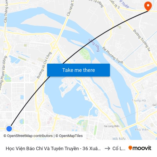 Học Viện Báo Chí Và Tuyên Truyền - 36 Xuân Thủy to Cổ Loa map