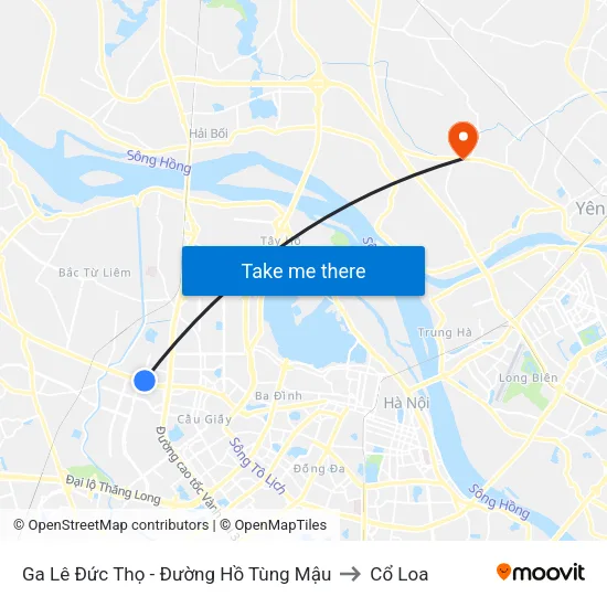 Ga Lê Đức Thọ - Đường Hồ Tùng Mậu to Cổ Loa map