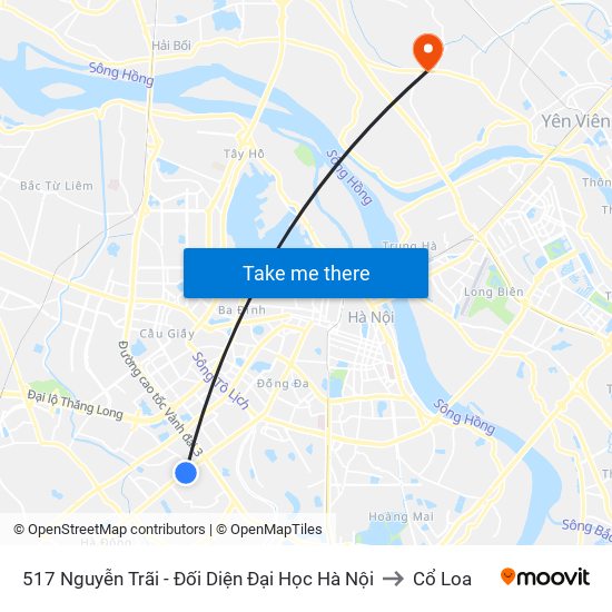 517 Nguyễn Trãi - Đối Diện Đại Học Hà Nội to Cổ Loa map