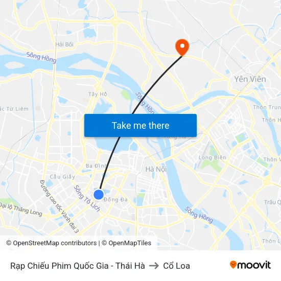 Rạp Chiếu Phim Quốc Gia - Thái Hà to Cổ Loa map