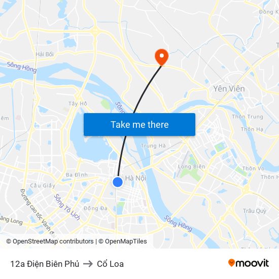 12a Điện Biên Phủ to Cổ Loa map