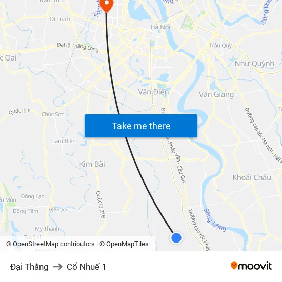 Đại Thắng to Cổ Nhuế 1 map
