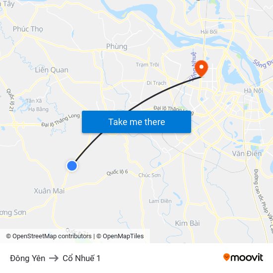 Đông Yên to Cổ Nhuế 1 map