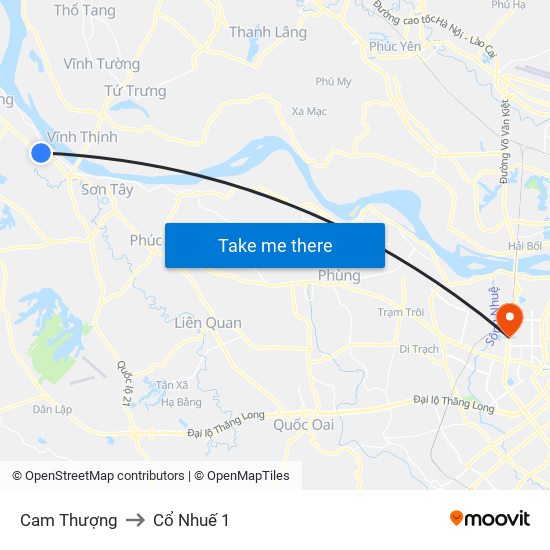 Cam Thượng to Cổ Nhuế 1 map