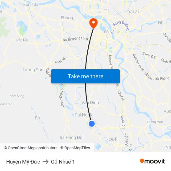 Huyện Mỹ Đức to Cổ Nhuế 1 map