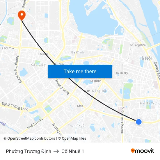 Phường Trương Định to Cổ Nhuế 1 map