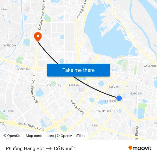 Phường Hàng Bột to Cổ Nhuế 1 map