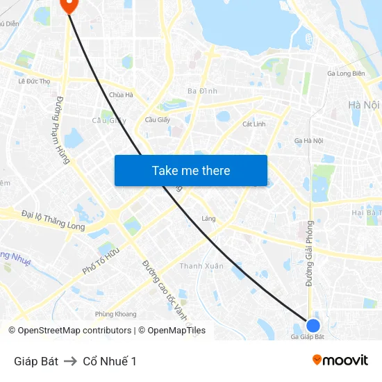 Giáp Bát to Cổ Nhuế 1 map