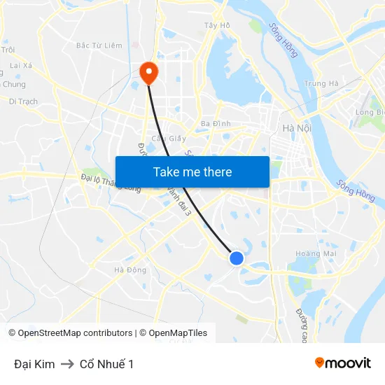 Đại Kim to Cổ Nhuế 1 map