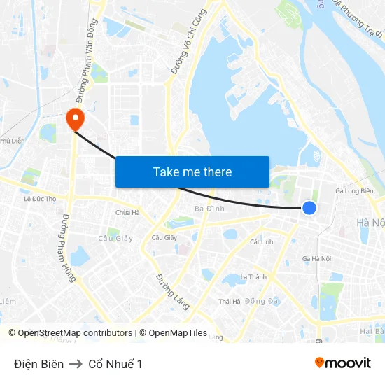 Điện Biên to Cổ Nhuế 1 map