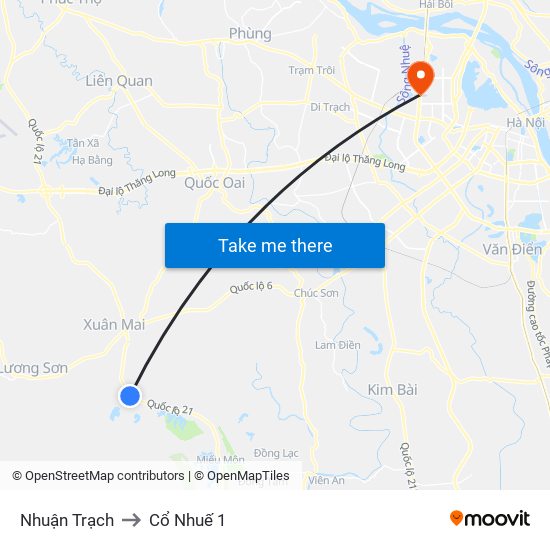 Nhuận Trạch to Cổ Nhuế 1 map