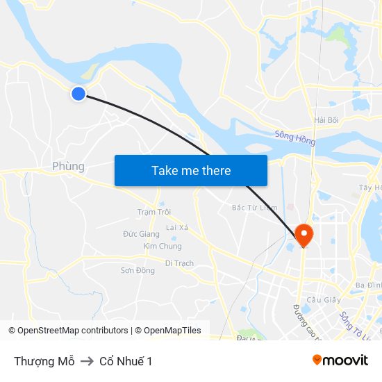 Thượng Mỗ to Cổ Nhuế 1 map