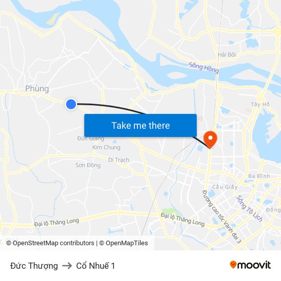 Đức Thượng to Cổ Nhuế 1 map