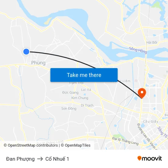 Đan Phượng to Cổ Nhuế 1 map