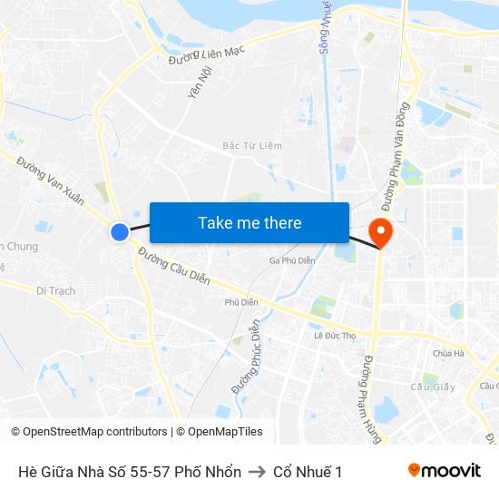 Hè Giữa Nhà Số 55-57 Phố Nhổn to Cổ Nhuế 1 map