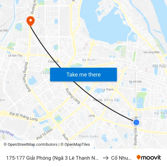 175-177 Giải Phóng (Ngã 3 Lê Thanh Nghị) to Cổ Nhuế 1 map