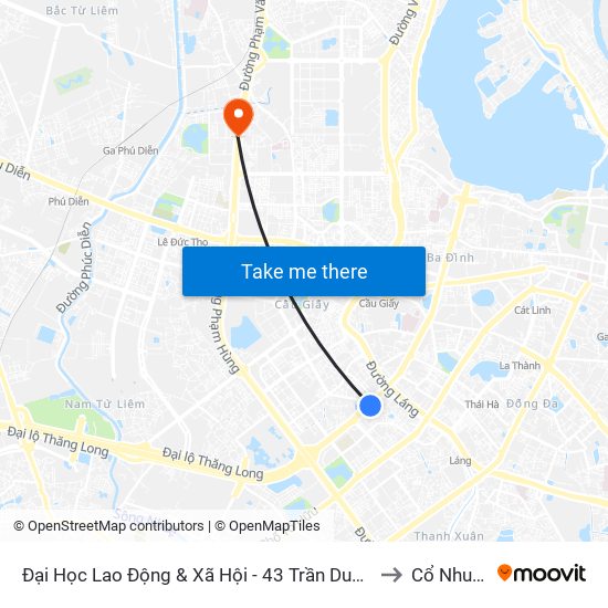 Đại Học Lao Động & Xã Hội - 43 Trần Duy Hưng to Cổ Nhuế 1 map