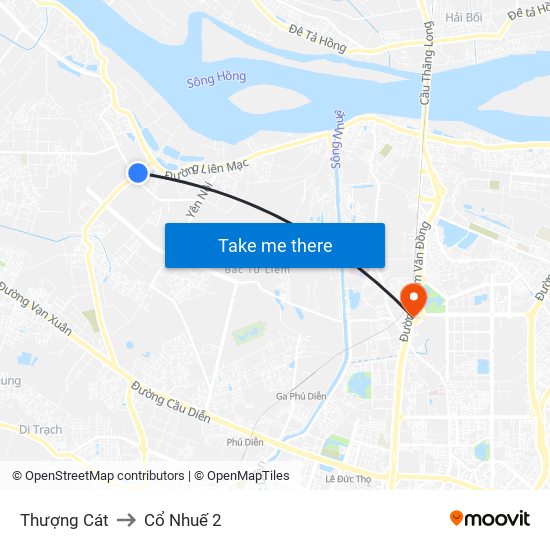 Thượng Cát to Cổ Nhuế 2 map