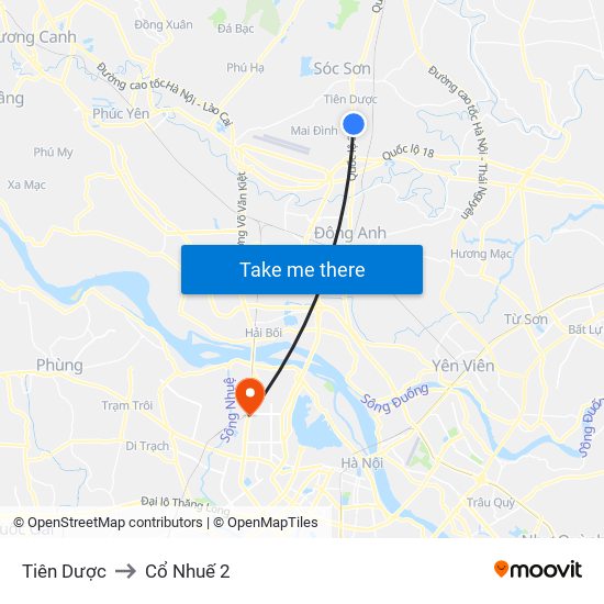 Tiên Dược to Cổ Nhuế 2 map