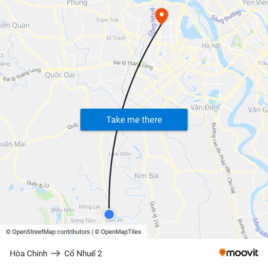 Hòa Chính to Cổ Nhuế 2 map