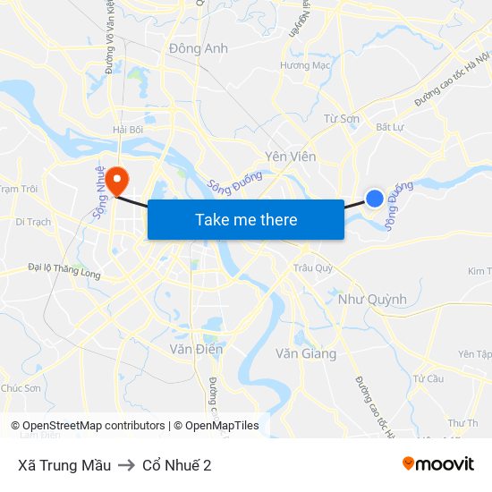 Xã Trung Mầu to Cổ Nhuế 2 map